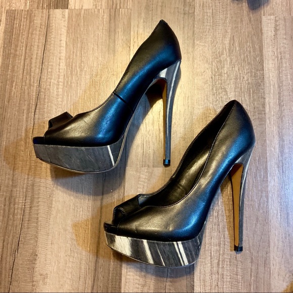 Aldo Peep Toe Black Platform Heels | Size 6 1/2 - Picture 3 of 5